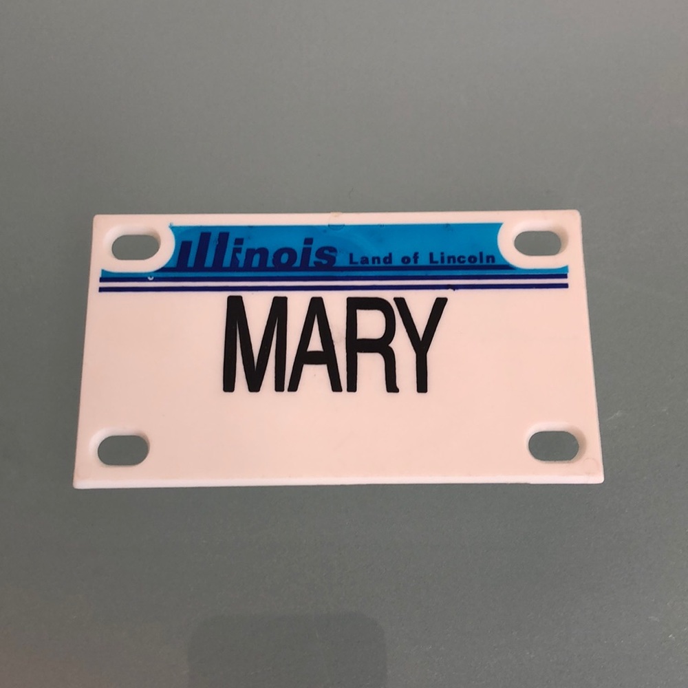 Vintage Illinois Mary License Plate Sign